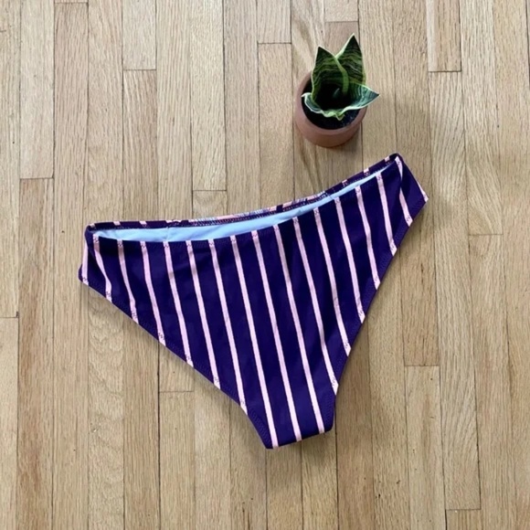 Cupshe Purple Pink Stripe & Floral Mid-Waisted Bikini Set - Size M - Picture 10 of 11